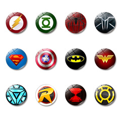 漫威超級英雄logo冰箱貼時光寶石磁性玻璃白板貼裝飾品批發25mm