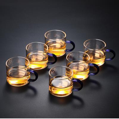 高ホウケイ酸ガラスは直火で加熱することができます小さなカップ透明ベルトハンドルセット高ホウケイ酸カラーハンドルティークリエイティブカップ|undefined