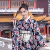 Platycodon black yukata + girdle of the same color + straps