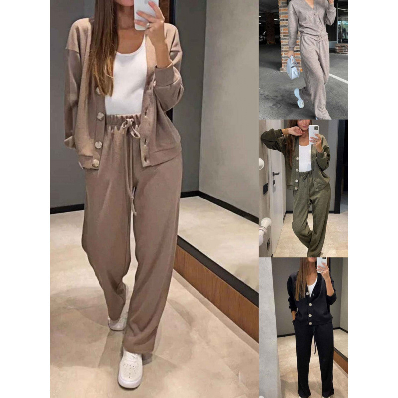 2024 autumn and winter new European and American cross-border Amazon independent station best selling casual sports suit cardigan top women's clothing