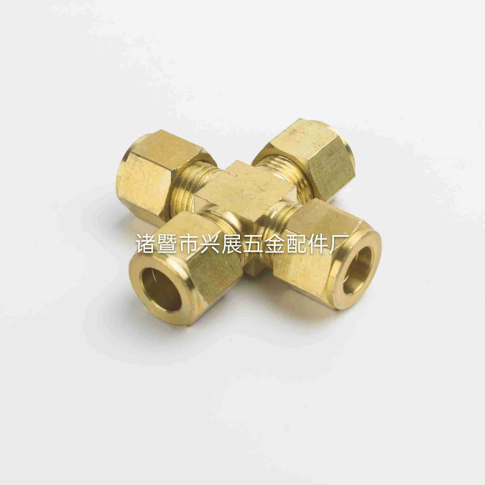 黄铜卡套四通中间管接头 卡套四通 纺织配件 加湿器高压喷雾 喷座