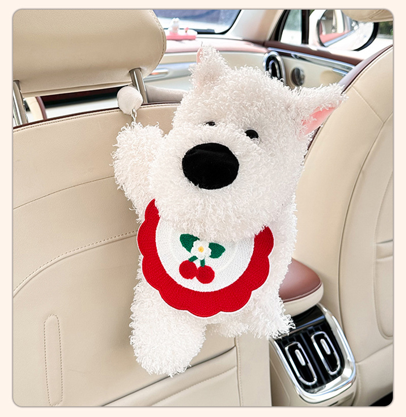 Car Tissue Box Cute Doll Puppy Car Seat Back Hanging Tissue Pumping Internet Popular Cartoon Car Paper Box