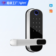 跨境外贸单舌木门智能门锁涂鸦指纹锁通通锁替换球形锁工厂直销