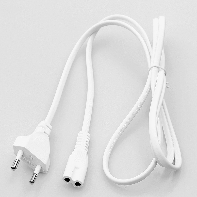 German white 1.5-meter round core small European specification two flat eight-character tail printer LED light connected power cord