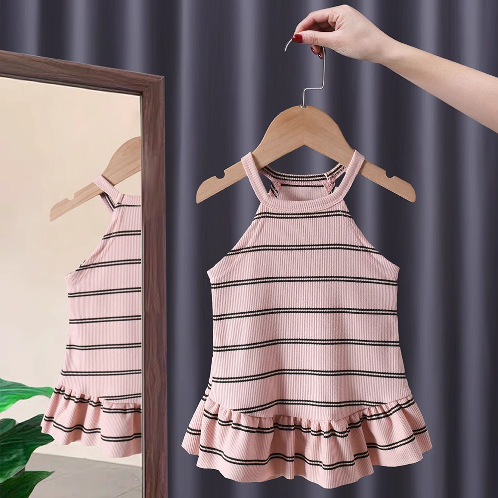 Xianning siete ropa para niños 25 verano nuevo vestido de temperamento dulce para niñas falda de tirantes de pastel con volantes de alta gama
