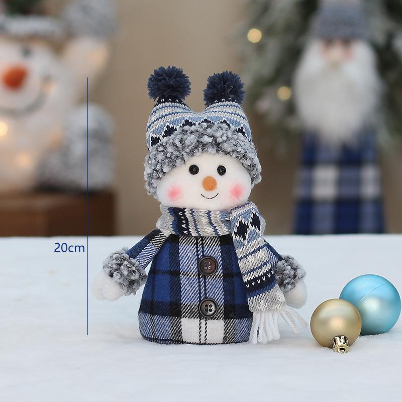 クリスマスクリスマスの新しい国境を越えた青い布芸雪だるま人形クリスマスアイテムのデスクトップ装飾品|undefined