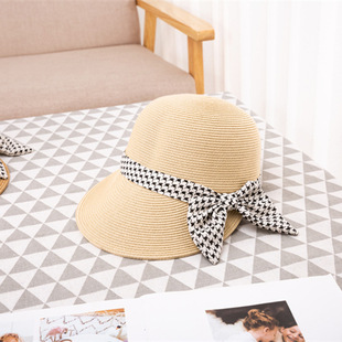 Korean-style Straw Long Cap Equestrian Hat Women's Summer Outdoor Travel Beach Casual All-match Sunscreen Straw Hat