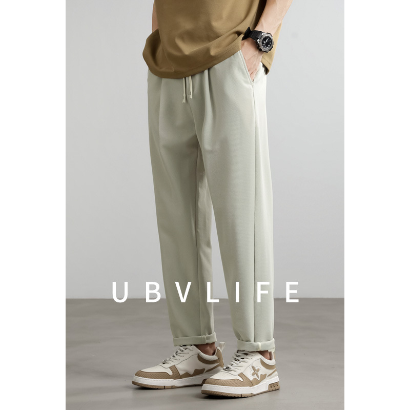 Texture Sense Loose Straight Ice Silk Tapered Casual Pants Men's 2025 Summer New Style Slimming Breathable Pants