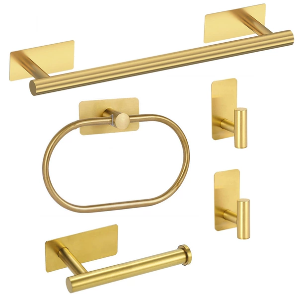 (Cross-border hot model) Gold round tube square bottom nail-free belt ring 5-piece set