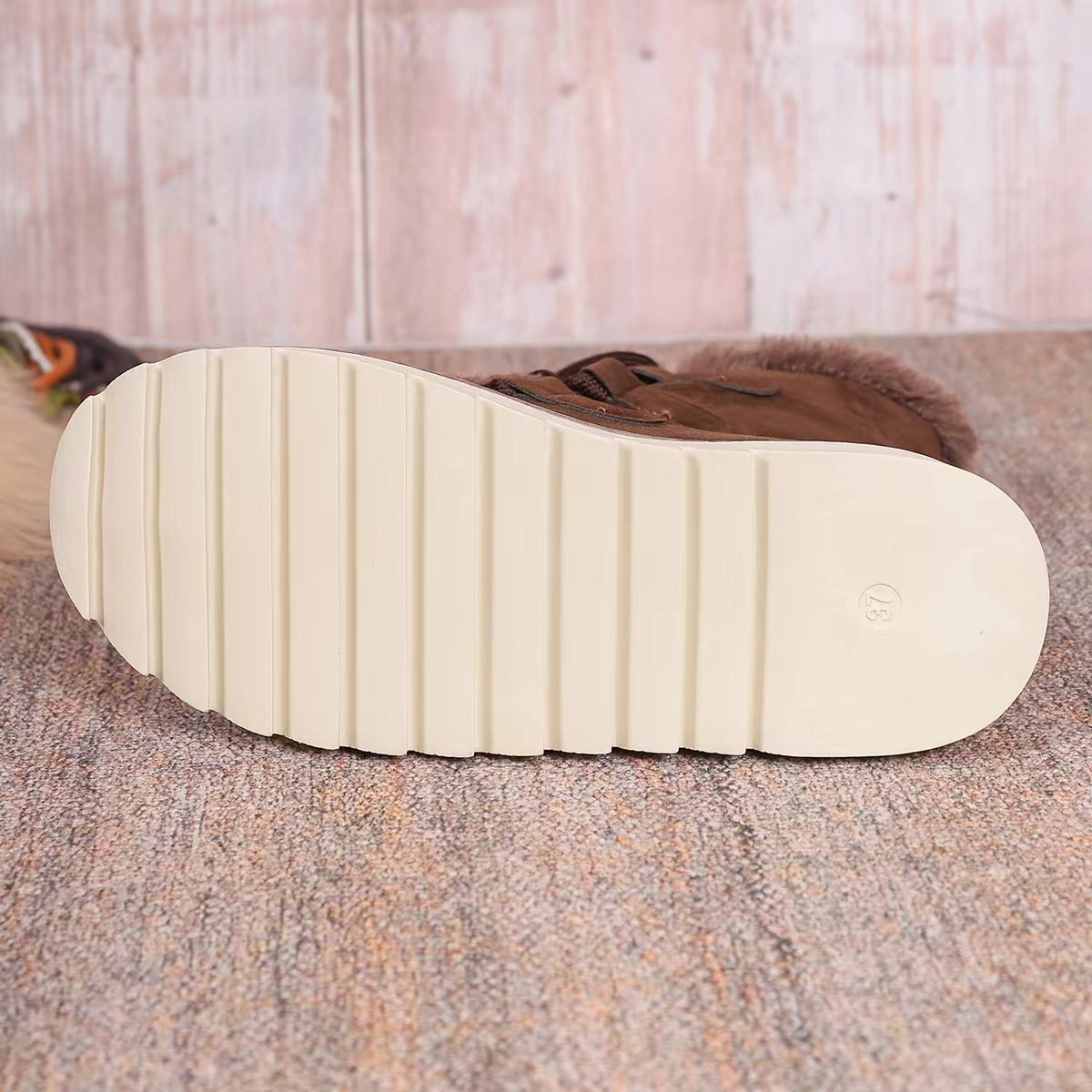 Big size snow boots women wear fashion big size lace-up flat and pile thickening_voghion.com