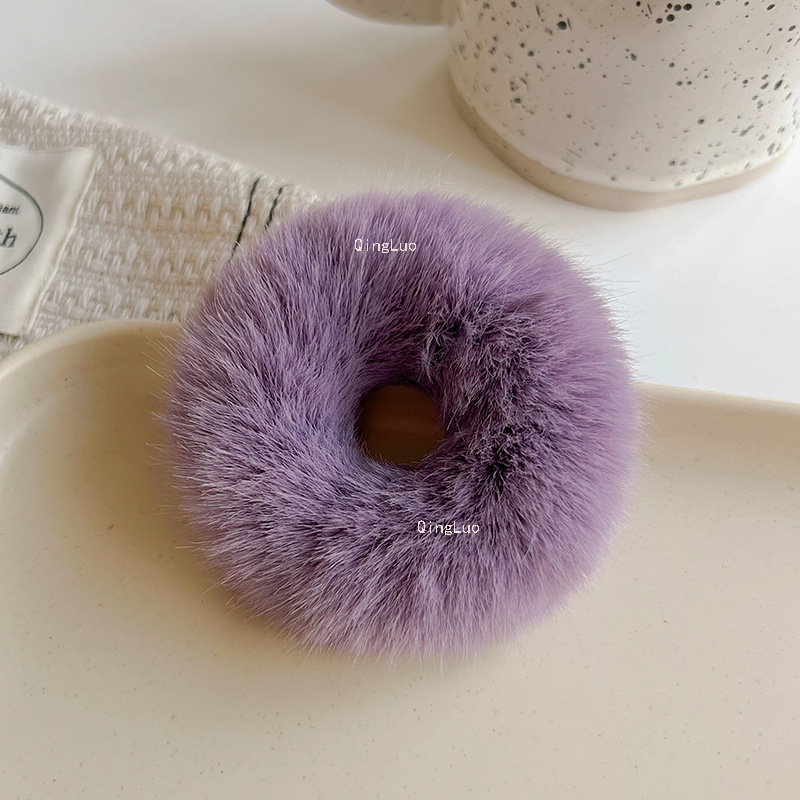 Plush Hair Ring Imitation Rabbit Fur Hair Rope Cute Sweet Head Rope Simple All-Match High Elastic Rubber Band 2022 Autumn and Winter Hair Accessories