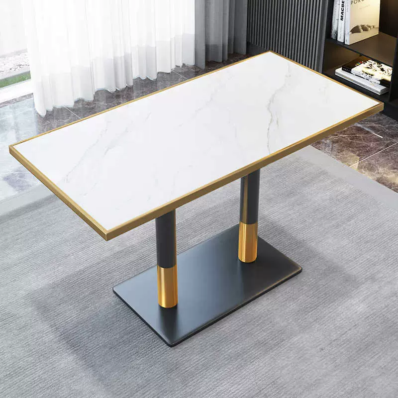 岩板餐桌定制铝合金包边餐桌餐厅桌子酒吧食堂酒店长方圆桌商用