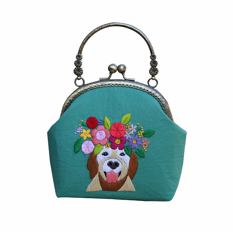 Nueva boca Bolsa de Oro bordado europeo bolsa de material bordado hecho a mano bordado DIY cinta bordado Lu bordado hecho a mano crossbody bolsa de tela
