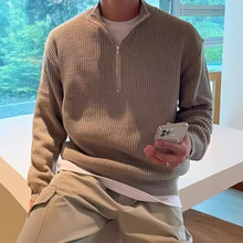 2024日系vintage毛衣男女秋装ins慵懒风复古软糯套头半拉链针织衫