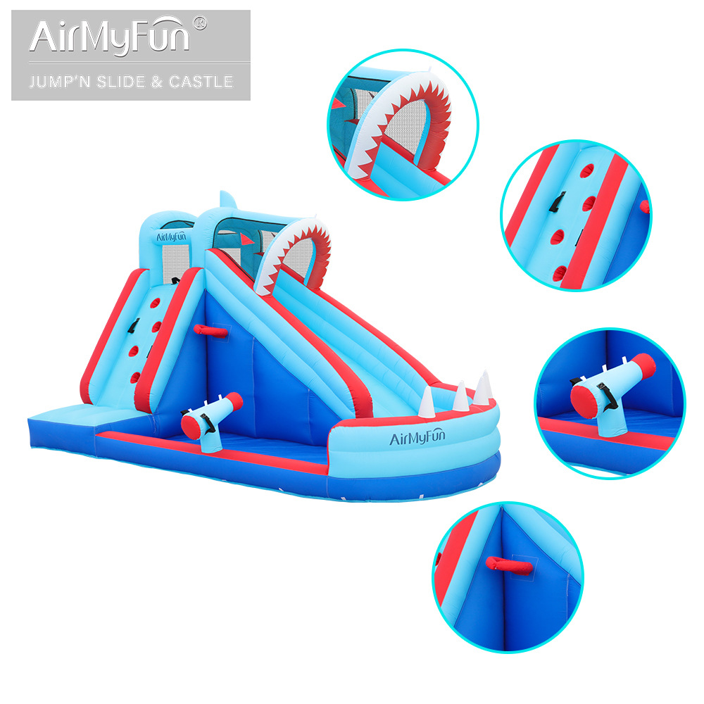 AMF castillo infláble indoor chorro de agua tobogan juguete infantil cama de salto antideslizante pequeño castillo infláble