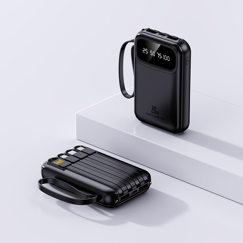 ミニ内蔵ケーブルパワーバンク 20000 mAh 大容量急速充電ポータブルモバイル電源ギフト印刷デジタル|undefined
