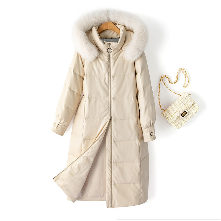 Leather Down 2024 Winter Hooded Down Jacket Korean Women's Long plus size Waist Leather Jacket Slim Graphene Fox Fur Leather Down 2024 Winter Hooded Down Jacket Korean Women's Long plus size Waist Leather Jacket Slim Graphene Fox Fur
