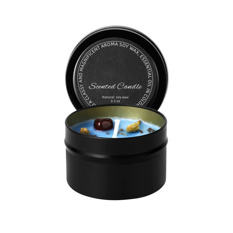 Flores secas incienso adornos de cera de cera de soja de alta calidad mujer lata de hierro perfume regalo de mano caja de regalo de aceite esencial vegetal al por mayor