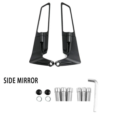 Suitable for Suzuki Honda Kawasaki Yamaha Ducati motorcycle invisible rotatable adjustable wing rearview mirror (Motorcycle rearview mirror) - white-wave-small-size
