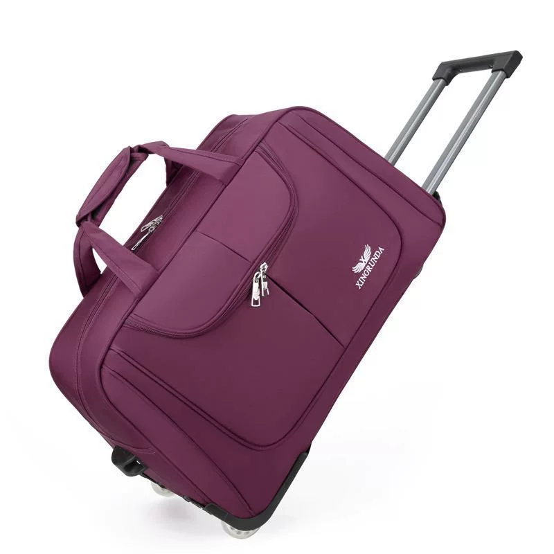 Foldable waterproof travel suitcase / handheld bag, telescopic handle and wheels, spacious, unbranded