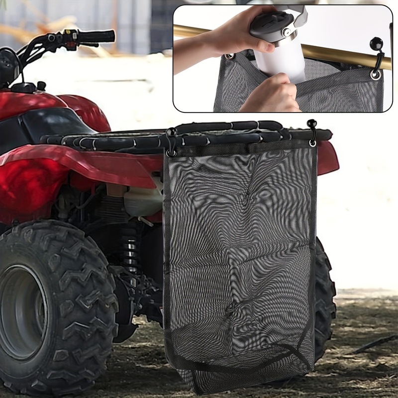UTV ATVゴミ袋ユニバーサルメッシュゴミ袋プラスチック吊り弾性ロープアクセサリー収纳袋付き|undefined