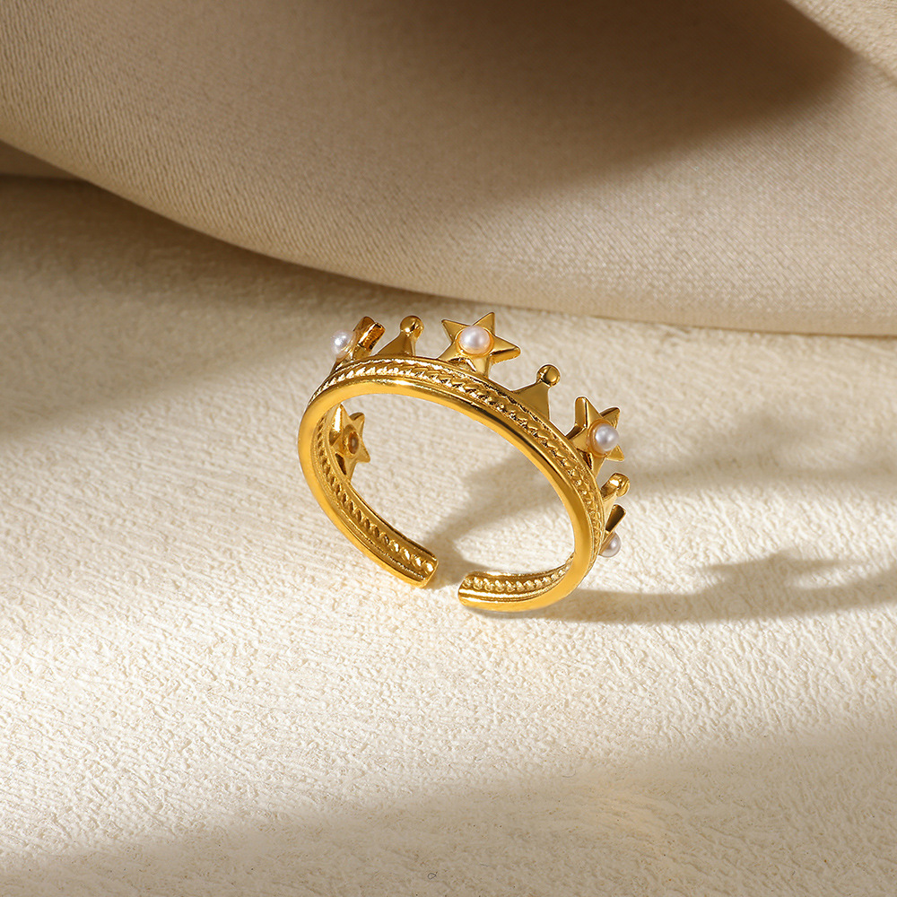 18K Real Gold Plated Plating Material PVD Coated Real Gold Plated Geometric 304 Stainless Steel Simple Style IG Style Waterproof Non Tarnish Rings