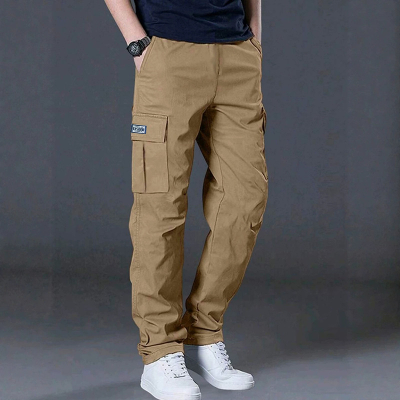 Cross-border Amazon men's multi-pocket cargo pants, loose straight fit, khaki color, casual, durable, suitable for commuting and sports Cross-border Amazon men's multi-pocket cargo pants, loose straight fit, khaki color, casual, durable, suitable for commuting and sports