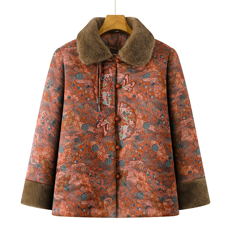 Winter keep warm down jacket for mother, for middle age, western style