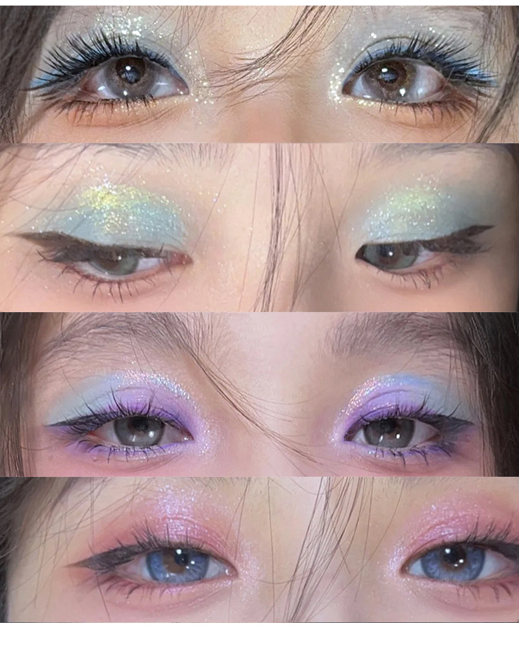 The student stage makeup with colorful eyeshadow, featuring a special blue, green, purple and pearlescent eyeshadow palette, showcases a dazzling performance of makeup undefined