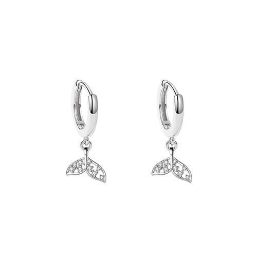 Hollow Fishtail Earrings for Women Light Luxury Niche Design Full Diamond Micro-Inlaid Zircon Earrings  New Trend