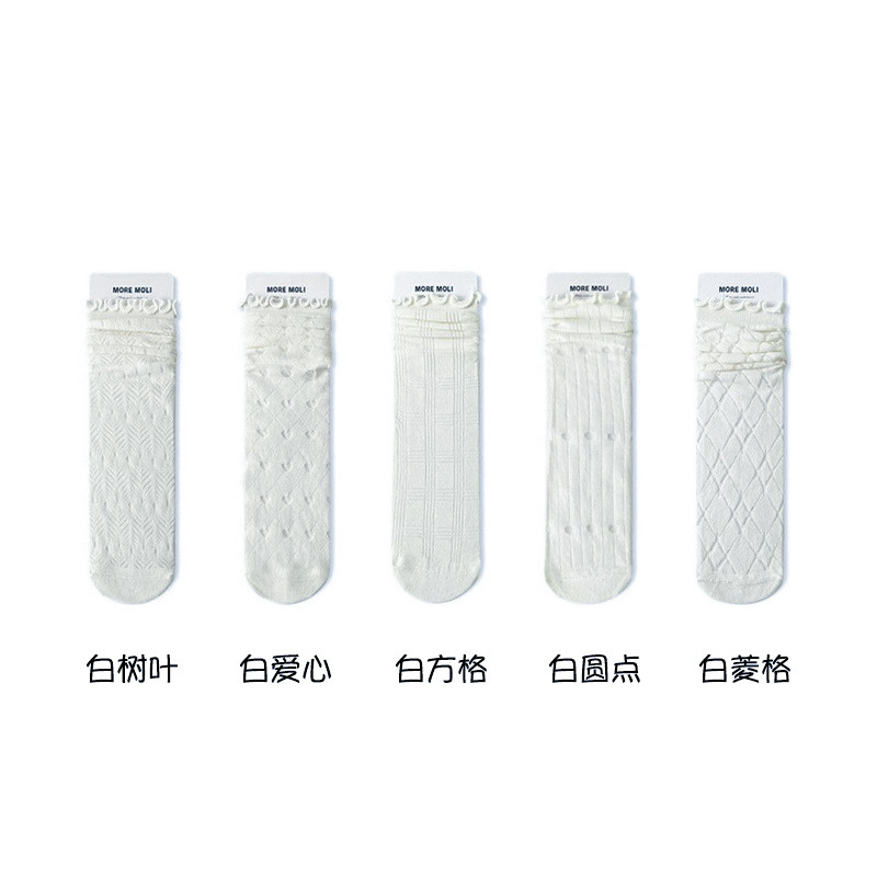 Calcetines de algodón de primavera y verano, calcetines de pila de encaje de hongos para niños, calcetines de tubo transpirables de malla hueca, calcetines Zhuji al por mayor