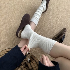 白色小腿袜女秋勃肯鞋搭配袜子堆堆袜女长筒袜女款秋冬袜子长袜女