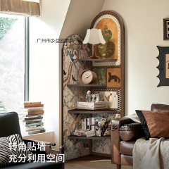 法式沙发墙角落地多层角柜中古风转角柜三角柜墙角客厅收纳置物架