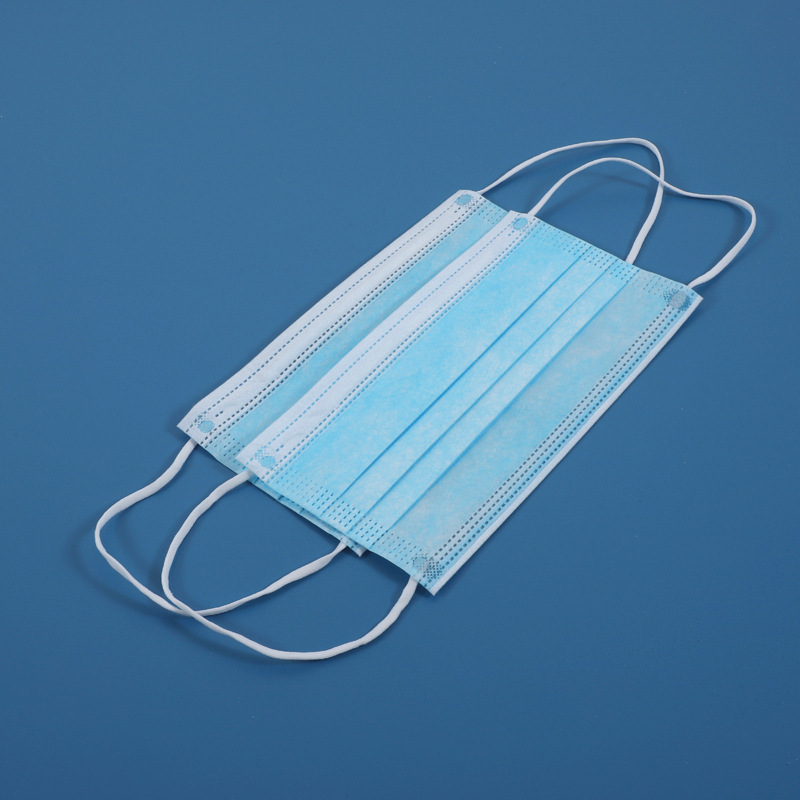无纺布口罩  一次性蓝色成人三层防护防尘袋装口罩 挂耳式口罩