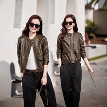 海宁皮衣女短款机车服春秋新款时尚洋气高级感绵羊皮皮夹克小外套