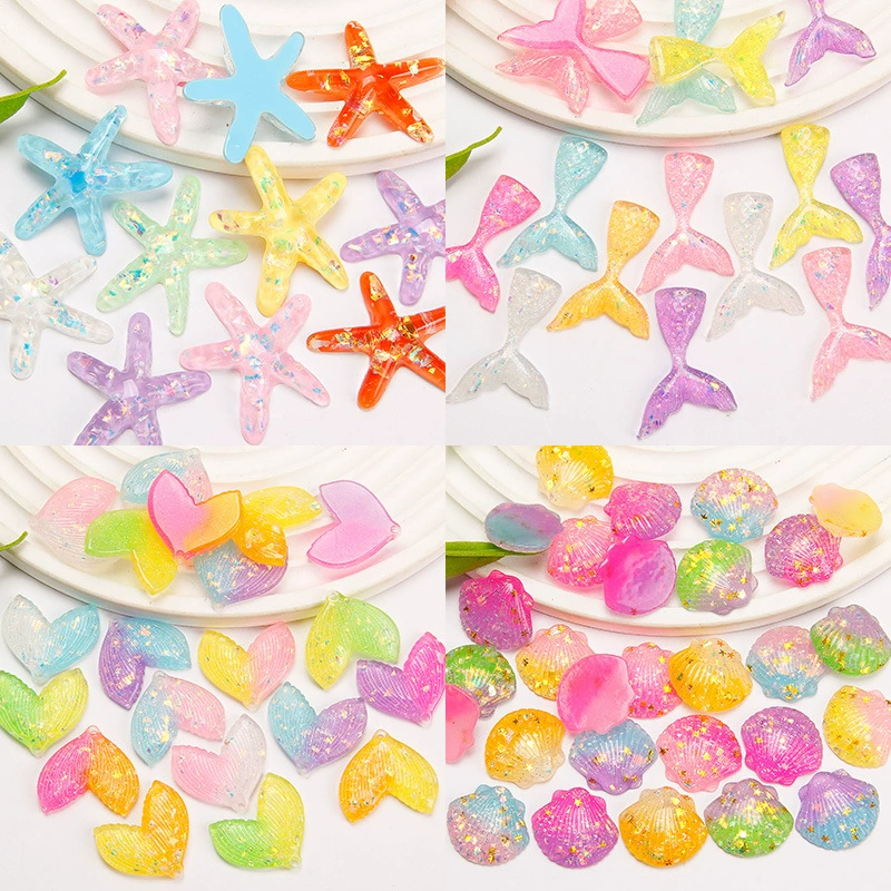 Интернет-известная Смола прозрачный Цвет Морская звезда рыбий хвост панцирь аксессуары DIY аксессуары из смолы аксессуары кремовый клей Чехол для мобильного телефона патч