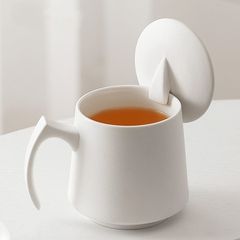 磨砂陶瓷个人杯办公室带盖过滤茶水分离马克杯家用男女大杯子