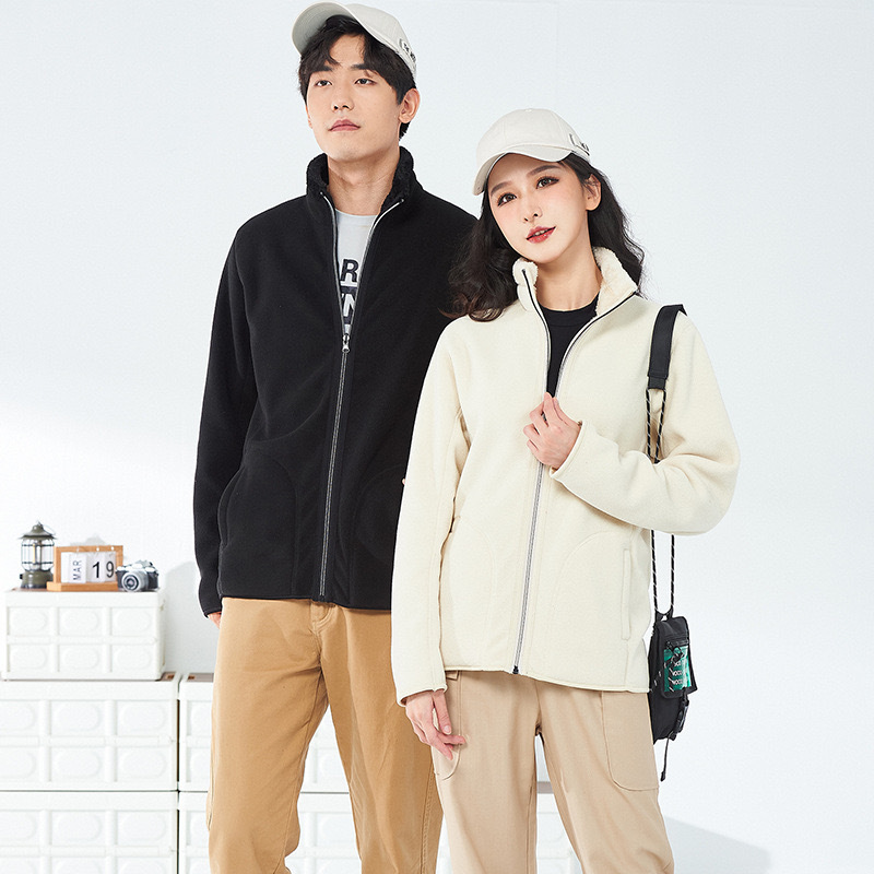 Double-sided coral fleece fleece jacket men's outdoor jacket liner spring, autumn and winter thickened warm polar fleece jacket women