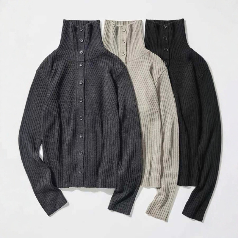 Autumn and Winter Collaboration Women's Merino Wool Blend Turtleneck Knitted Cardigan Sweater Jacket 480107 Autumn and Winter Collaboration Women's Merino Wool Blend Turtleneck Knitted Cardigan Sweater Jacket 480107