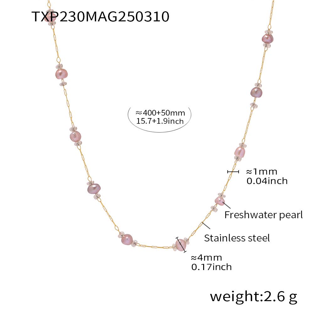 Collar de perlas de agua dulce ligero de lujo natural, calidad rara, collar rosa sin marcas, conjunto áspero en stock para mujeres