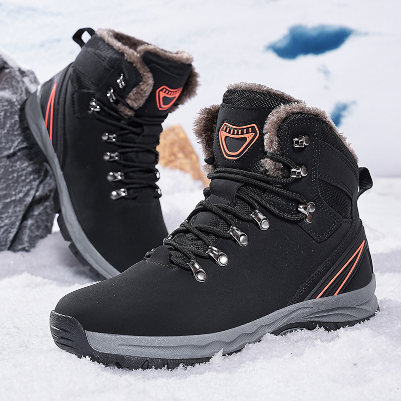 2024 nuevos zapatos de hombre del noreste al aire libre de terciopelo más grueso zapatos deportivos casuales de montaña cordón de calentamiento botas de nieve de tamaño grande