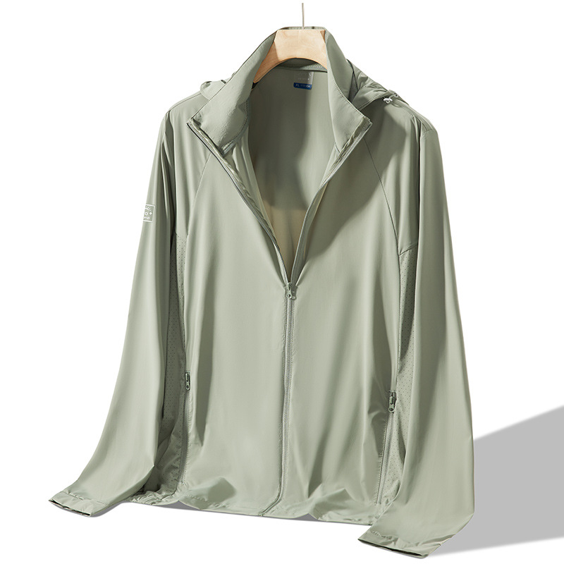 Ice Silk sun protection clothing men's stand collar hooded sun protection clothing women's ultra-thin skin clothing plus size work clothes sun protection shirt customization