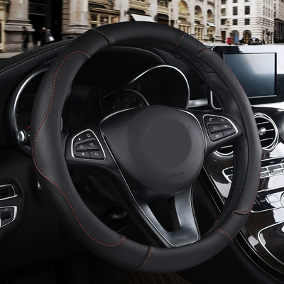 YY620 Danny Leather Perforated Car Steering wheel cover - xf620-classic-black-38cm