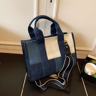 Spliced ​​Denim Handbag Women's Large Capacity 2025 Cross-Border New Summer Crossbody Casual Handheld Tote Bag