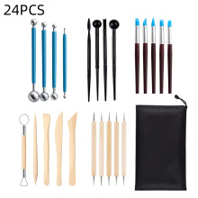 亚马逊精雕油泥陶艺工具24件套儿童修坯陶泥工具美术DIY泥塑工具