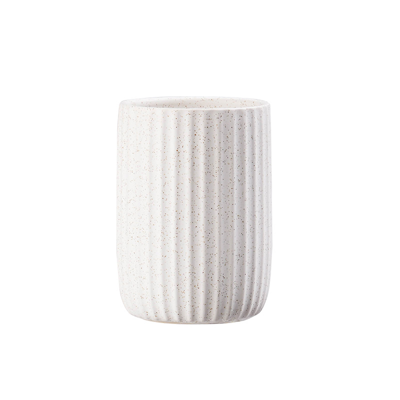 Modern Minimalist Ceramic Striped Vertical Pattern Couple's Toothbrush Mouthwash Cup, Bathroom Wash Cup_voghion.com