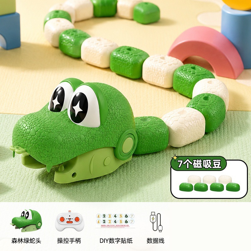 E-commerce box-Snake Devouring Remote Control Car + 7 Magnetic Beans [Green] Fre…