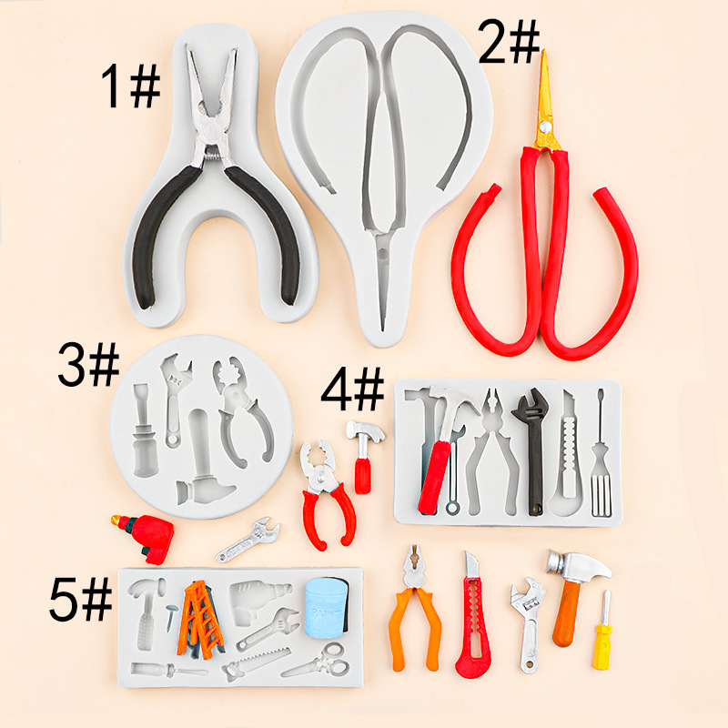 A variety of tools hardware silicone mold DIY wrench scissors pliers chocolate sugar baking cake decoration mold
