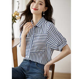 夏季2025新品高端衬衫领韩国丝短袖设计感小众气质薄款防嗮上衣