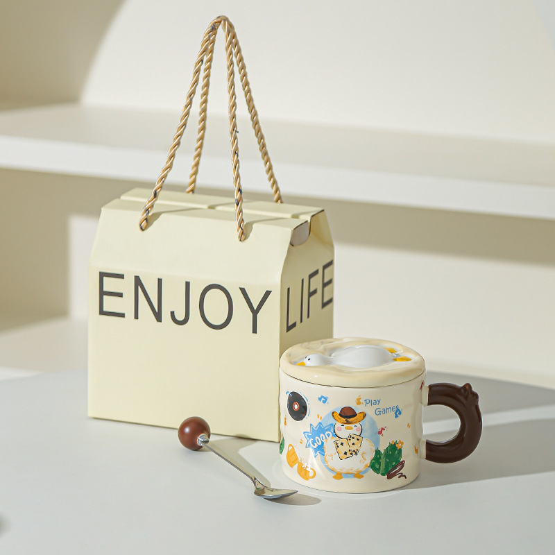 Taza retro de alto valor Taza de cerámica artística Regalo de cumpleaños para niñas, novia, regalo de mano, caja de regalo